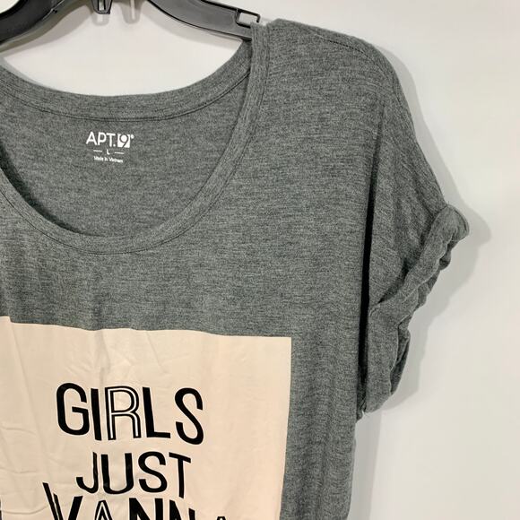 "Girls Just Wanna Have Funds" T-Shirt Logo Graphic Short Sleeve Top Size Large - Picture 5 of 8